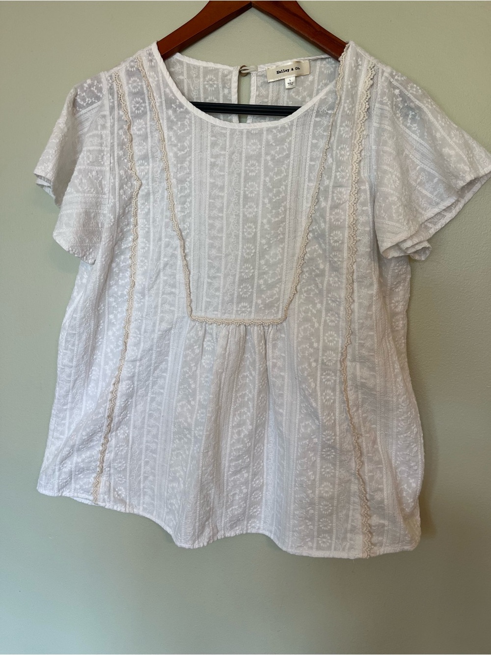 Casual White Embroidered Short Sleeve Blouse 100% Cotton Cottagecore